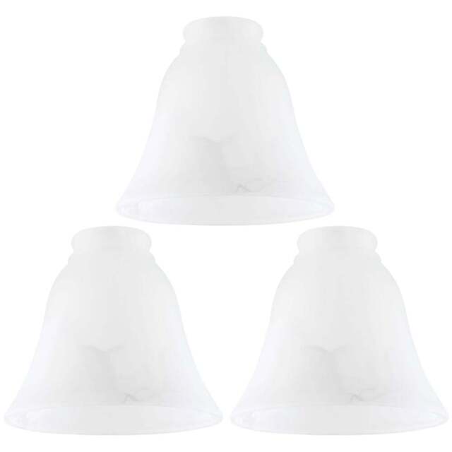 ValueLights Marble Effect Tapered Bell Shape Glass Lamp Shades Set 3 Pack - Size: 12.3 x 13.5 x 13.5cm - White - Wilko - image 1