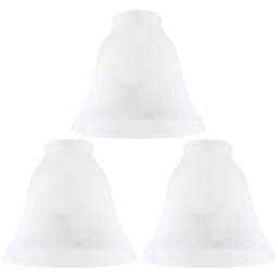 ValueLights Marble Effect Tapered Bell Shape Glass Lamp Shades Set 3 Pack - Size: 12.3 x 13.5 x 13.5cm - White - Wilko - thumbnail 1