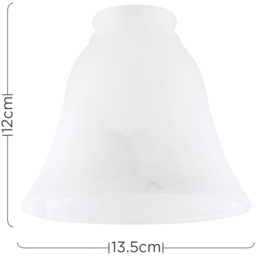 ValueLights Marble Effect Tapered Bell Shape Glass Lamp Shades Set 3 Pack - Size: 12.3 x 13.5 x 13.5cm - White - Wilko - thumbnail 6
