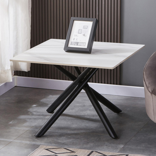 wilko Arlo White Wood Grain Ceramic End Table - Size: 118 x 60 x 60cm - Shankar - image 1