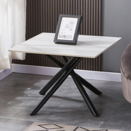 wilko Arlo White Wood Grain Ceramic End Table - Size: 118 x 60 x 60cm - Shankar