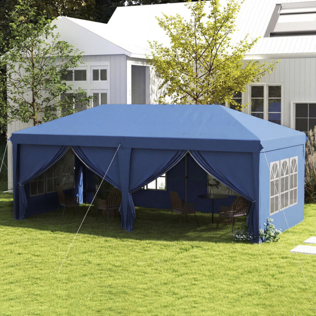 Outsunny 3 x 6m Blue Pop Up Gazebo with Storage Bag - Wilko - image 1
