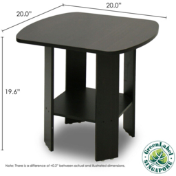 Walplus Espresso Simple Design End Table Set of 2 - Size: 50.8 x 49.78 x 50.8cm - Black - Wilko - thumbnail 6