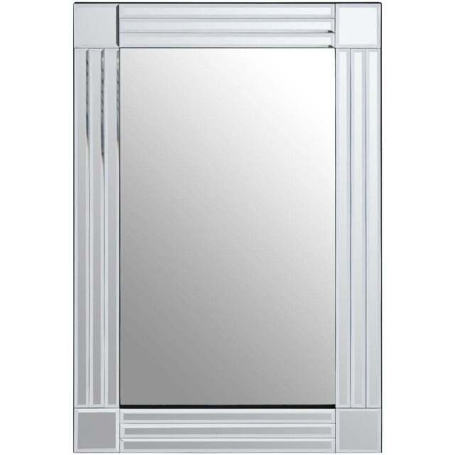 Premier Housewares Sana Rectangular Linear Wall Mirror - Size: 90 x 60cm - Wood - Wilko - image 1