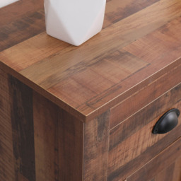 FurnitureHMD 2 Door 2 Drawer Industrial Style Wooden Sideboard - Size: 81 x 79 x 35cm - Brown - Wilko - thumbnail 7