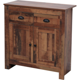 FurnitureHMD 2 Door 2 Drawer Industrial Style Wooden Sideboard - Size: 81 x 79 x 35cm - Brown - Wilko - thumbnail 4