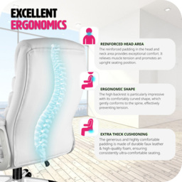 tectake Paul White Height Adjustable Padded Office Chair - Size: 124 x 66 x 60cm - Wilko - thumbnail 6