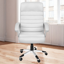 tectake Paul White Height Adjustable Padded Office Chair - Size: 124 x 66 x 60cm - Wilko - thumbnail 1