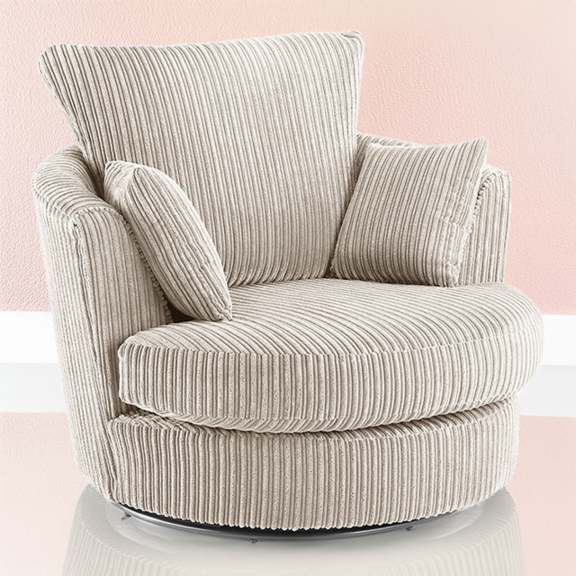 Portland Luxor Cream Jumbo Cord Swivel Chair - Size: Single - Wilko - image 1