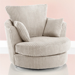 Portland Luxor Cream Jumbo Cord Swivel Chair - Size: Single - Wilko