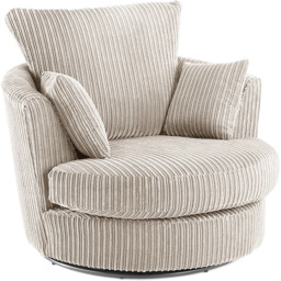 Portland Luxor Cream Jumbo Cord Swivel Chair - Size: Single - Wilko - thumbnail 3