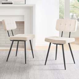 Furniturebox Boston Set of 2 Cream and Black Boucle Fabric Dining Chair - White - Wilko - thumbnail 1