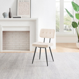 Furniturebox Boston Set of 2 Cream and Black Boucle Fabric Dining Chair - White - Wilko - thumbnail 6