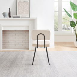 Furniturebox Boston Set of 2 Cream and Black Boucle Fabric Dining Chair - White - Wilko - thumbnail 7