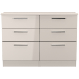 Crowndale Knightsbridge 6 Drawer Kashmir Gloss Wide Chest of Drawers Ready Assembled - Kashmir Gloss & Kashmir - Wilko - thumbnail 3