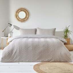 Yard Chevron Single Stone Duvet Set - Grey - Yard Living - Wilko - thumbnail 1