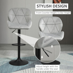 Portland Light Grey Adjustable Bar Stool Set of 2 - Wilko - thumbnail 5