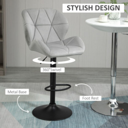 Portland Light Grey Adjustable Bar Stool Set of 2 - Wilko - thumbnail 6