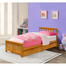Comfy Living Single Caramel Wooden Bed with 2 Drawer - Brown - Wilko - thumbnail 5