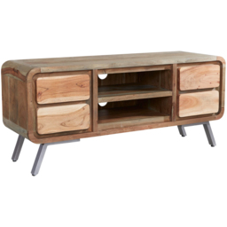 Brooklyn Aleiny 4 Drawer 2 Shelf Wooden Plasma Media Unit - Brown - Wilko - thumbnail 3