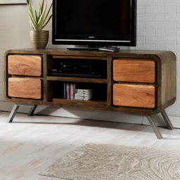Brooklyn Aleiny 4 Drawer 2 Shelf Wooden Plasma Media Unit - Brown - Wilko