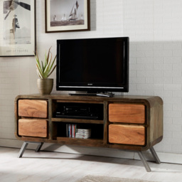 Brooklyn Aleiny 4 Drawer 2 Shelf Wooden Plasma Media Unit - Brown - Wilko - thumbnail 5