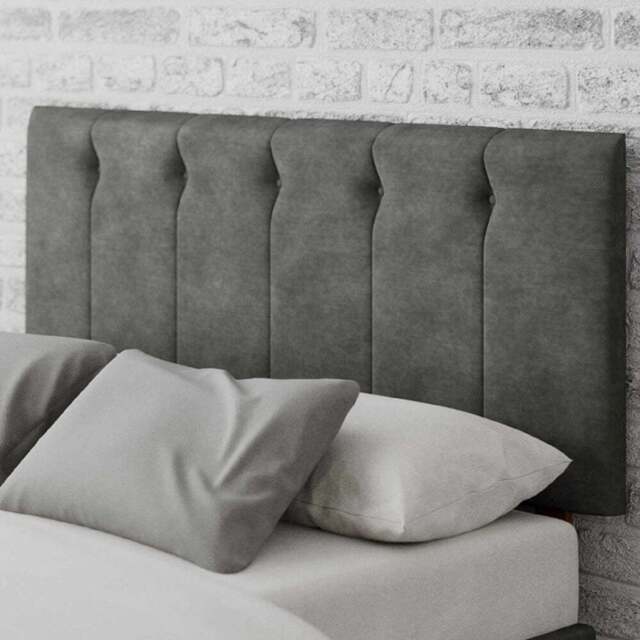 Aspire Furniture Hepburn Double Granite Soft Touch Linen Headboard - Grey - Aspire Beds - Wilko - image 1