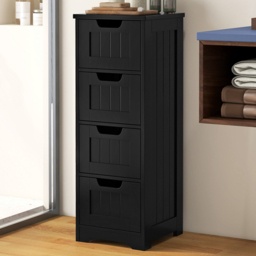 Costway 4 Drawer Black Floor Bathroom Storage Cabinet - Size: 91 x 38 x 15cm - Wilko - thumbnail 1