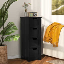 Costway 4 Drawer Black Floor Bathroom Storage Cabinet - Size: 91 x 38 x 15cm - Wilko - thumbnail 5