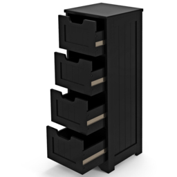 Costway 4 Drawer Black Floor Bathroom Storage Cabinet - Size: 91 x 38 x 15cm - Wilko - thumbnail 3