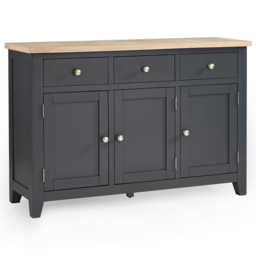 Julian Bowen Bordeaux 3 Door 3 Drawer Dark Grey Sideboard - Size: 40 x 128 x 86cm - Wilko - thumbnail 3