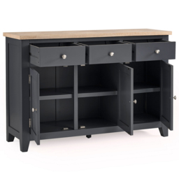 Julian Bowen Bordeaux 3 Door 3 Drawer Dark Grey Sideboard - Size: 40 x 128 x 86cm - Wilko - thumbnail 5