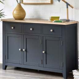 Julian Bowen Bordeaux 3 Door 3 Drawer Dark Grey Sideboard - Size: 40 x 128 x 86cm - Wilko - thumbnail 1