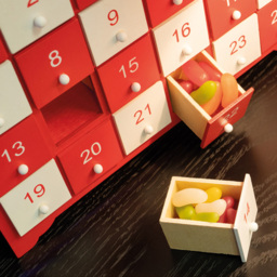St Helens Light Up Wooden Advent Calendar - Size: 300 x 300 x 61cm - Red - Wilko - thumbnail 4