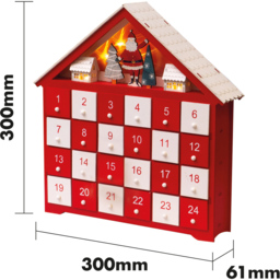 St Helens Light Up Wooden Advent Calendar - Size: 300 x 300 x 61cm - Red - Wilko - thumbnail 7