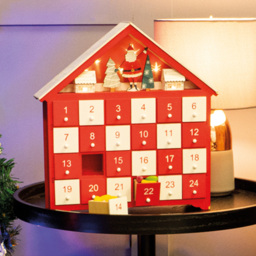 St Helens Light Up Wooden Advent Calendar - Size: 300 x 300 x 61cm - Red - Wilko - thumbnail 5