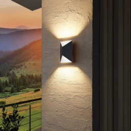 EGLO Predazzo 2L LED Anthracite and White Exterior Wall Light - Size: 14.0 x 7.5 x 21.0cm - Black - Wilko - thumbnail 3