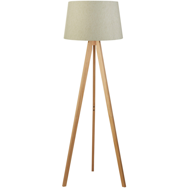 Lighting Collection Harvey Natural Wood Tripod Floor Lamp - Size: 35.5 x 46.5 x 55cm - Wilko - image 1