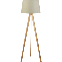 Lighting Collection Harvey Natural Wood Tripod Floor Lamp - Size: 35.5 x 46.5 x 55cm - Wilko