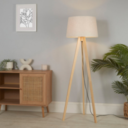 Lighting Collection Harvey Natural Wood Tripod Floor Lamp - Size: 35.5 x 46.5 x 55cm - Wilko - thumbnail 3
