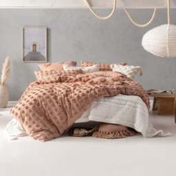 Linen House Haze Super King Cream Tufted Duvet Cover Set - Wilko