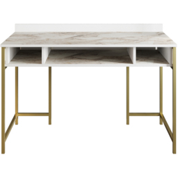 Decorotika Tumata 3 Shelf Study Desk White Marble and Gold - Size: 65.2 x 120 x 62cm - Multi - Wilko - thumbnail 3