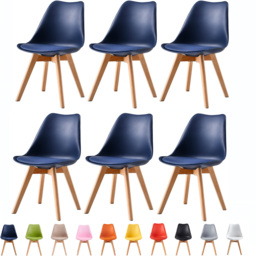 Eva Set of 6 Blue Padded Dining Chairs - MCC - Wilko - thumbnail 7