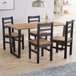 Core Products Texas Linea 4 Seater Large Dining Set - Brown - Wilko - thumbnail 1
