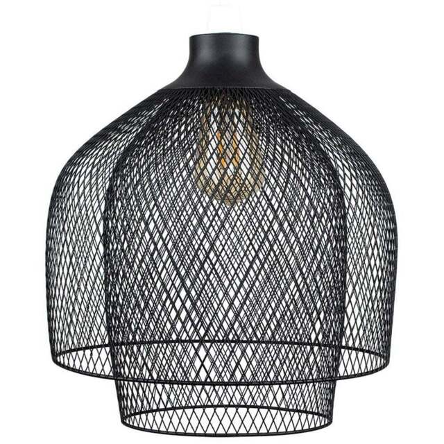 ValueLights Sigmund 2 Tier Matt Black Mesh Pendant Shade - Size: 30 x 30 x 30cm - Wilko - image 1