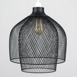 ValueLights Sigmund 2 Tier Matt Black Mesh Pendant Shade - Size: 30 x 30 x 30cm - Wilko - thumbnail 4