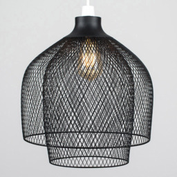 ValueLights Sigmund 2 Tier Matt Black Mesh Pendant Shade - Size: 30 x 30 x 30cm - Wilko - thumbnail 5