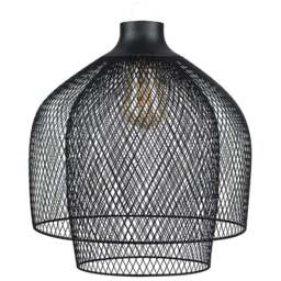 ValueLights Sigmund 2 Tier Matt Black Mesh Pendant Shade - Size: 30 x 30 x 30cm - Wilko - thumbnail 1