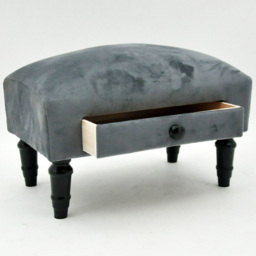 Acacia Home Single Drawer Grey Velvet Footstool - Size: 28 x 45 x 25cm - Wilko - thumbnail 3