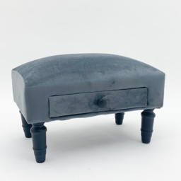 Acacia Home Single Drawer Grey Velvet Footstool - Size: 28 x 45 x 25cm - Wilko - thumbnail 4
